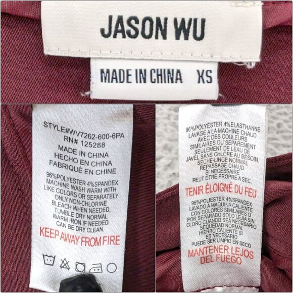 Jason Wu Wide Leg Pants Womens Burgundy Pleated High Rise Slacks Size XS - Picture 6 of 12